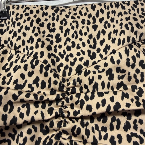 Zara Tan and Black Leopard ruched bodycon Mini Skirt XS - Picture 5 of 11